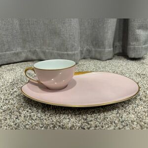 Vintage Noritaki Pastel Pink Snack Plate and Cup